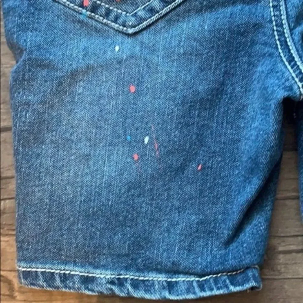 Seven7 denim jean bermudas shorts paint splatter